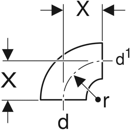 GEBERIT 364.874.16.1 Отвод Geberit PE 90°, укороченный, без патрубка  - Вид №2