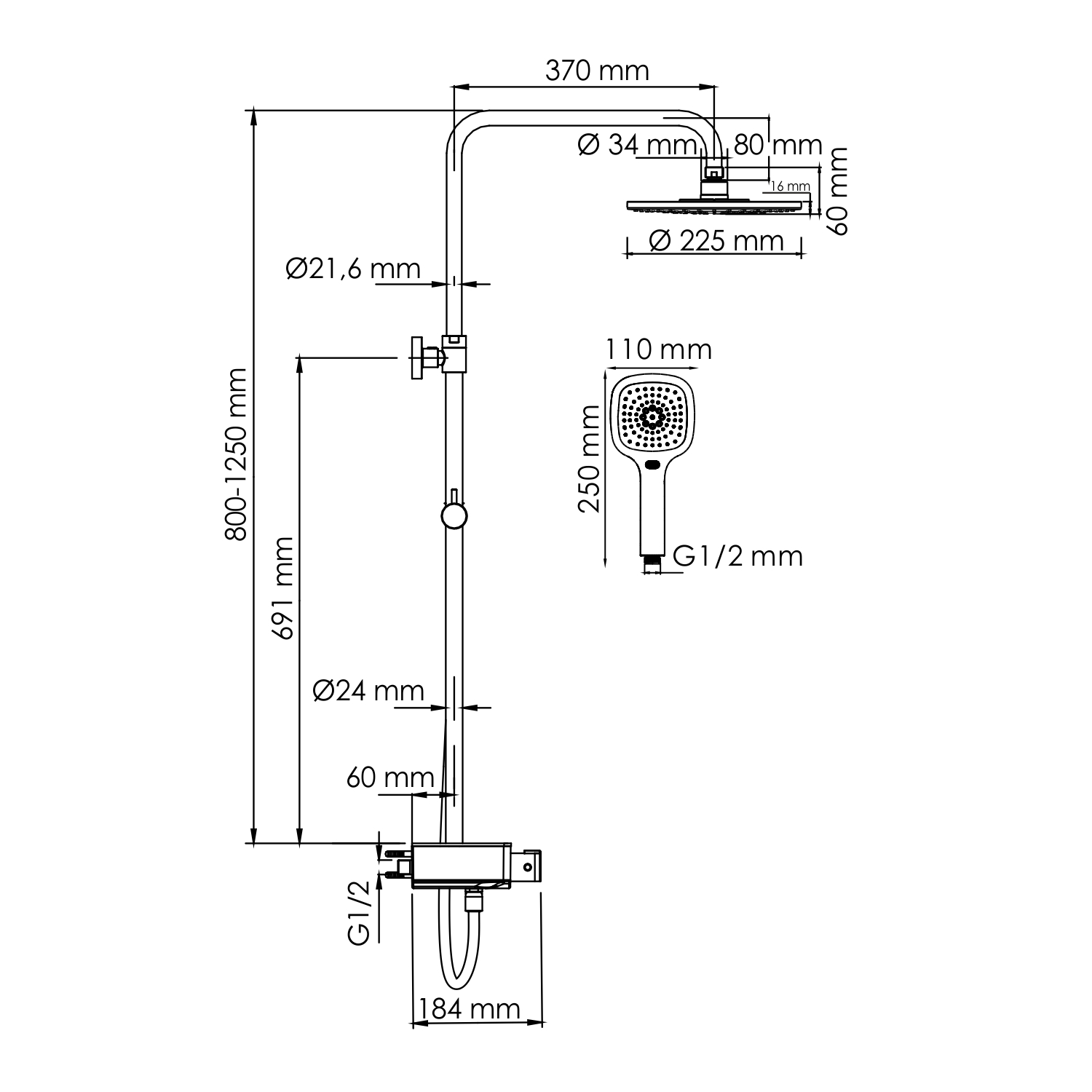 A113.067.065.CH Thermo Душевой комплект с термостатическим смесителем WasserKRAFT  - Вид №1