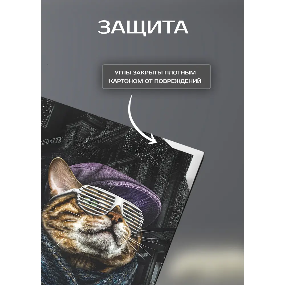 Картина на холсте Кот-хипстер 3 70x110 см FBRUSH STLM-2042667 - Вид №4