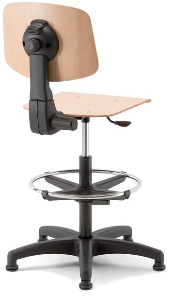 Linea Fabbrica Офисный табурет с 5 спицами из бука с подставкой для ног Woody sun-id-1363494 - Вид №2