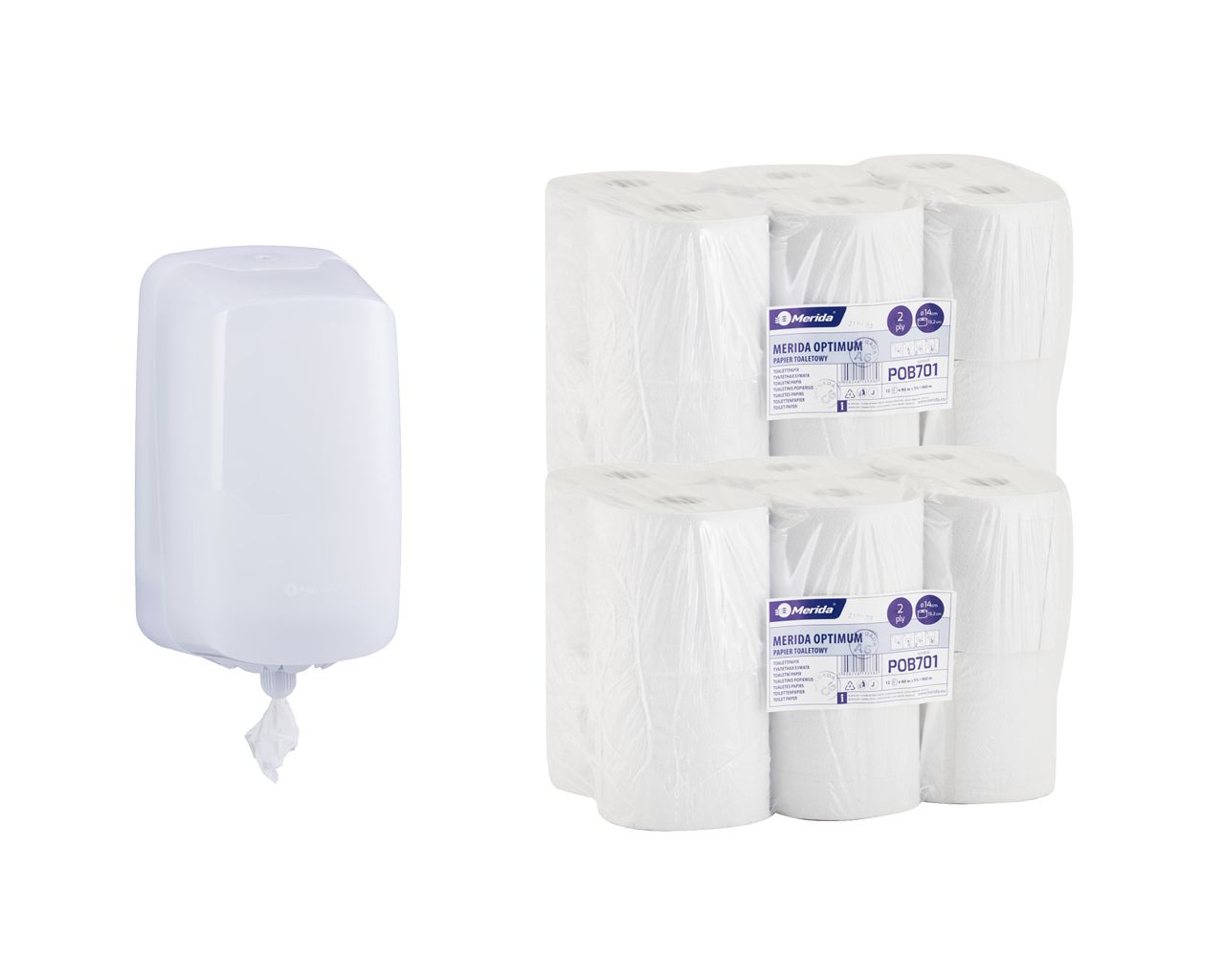 PROMO606 Контейнер для туалетной бумаги HARMONY MINI за 50 злотых нетто при покупке 2 упаковок бумаги OPTIMUM CENTER PULL MINI POB701 (24 x 80 м = 1920 м, 9600 листов) Merida 
