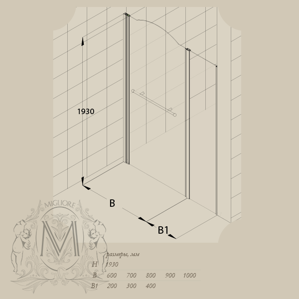 Душевая дверь MIGLIORE Diadema ML.DDM-22.593/594.TR ML.DDM-22.593.TR.CR - Вид №4