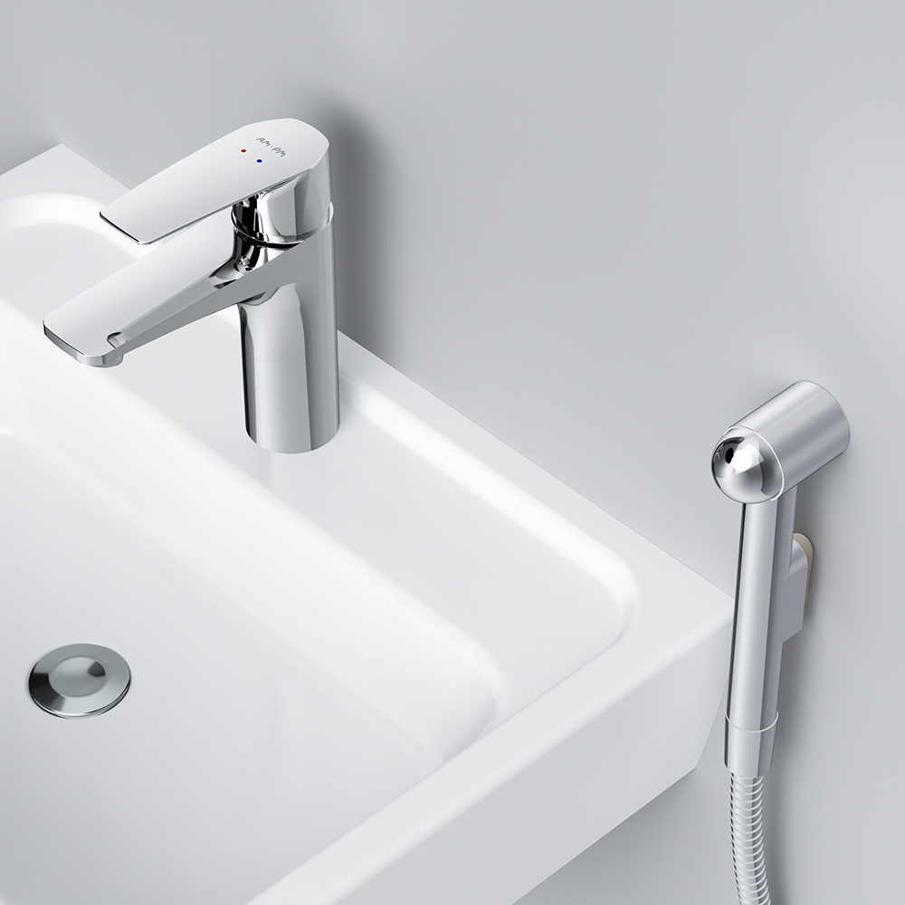 F90A03000 смеситель для умывальника с гиг.душем излив 99 мм хром шт AM.PM Gem - Вид №3