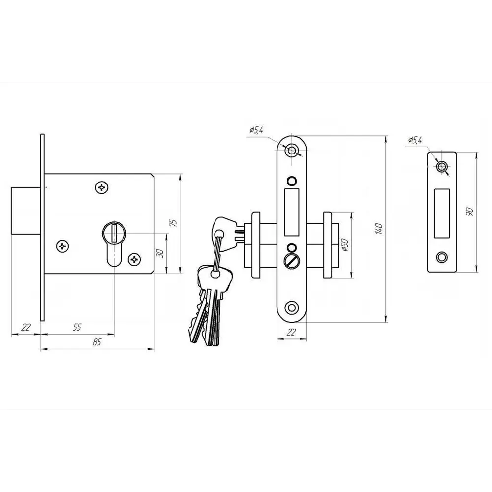 ЗЕНИТ Цилиндровый врезной замок для входных и межкомнатных дверей 13279493 STLM-0002978 - Вид №3
