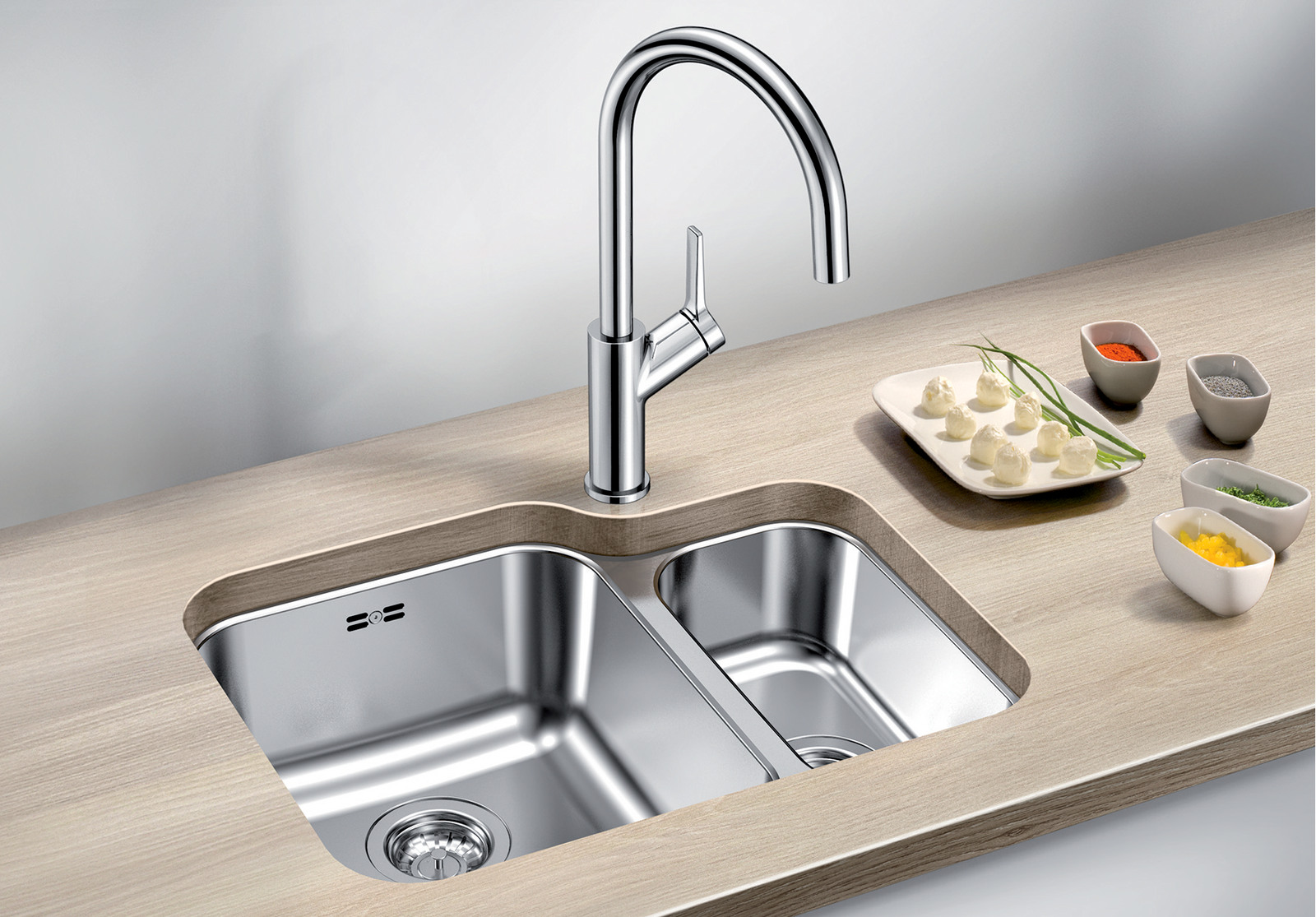 525217 Кухонная мойка Blanco Supra 340/180-U чаша слева, с клапаном-автоматом  Blanco Supra