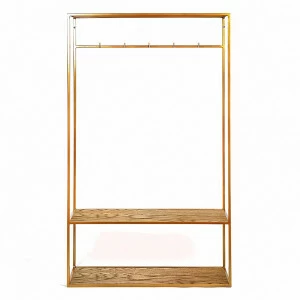 Вешалка в прихожую с полкой золото, темный дуб Hallra 2 gold INTELLIGENT DESIGN ВЕШАЛКИ HALLRA 261047 Золото;коричневый