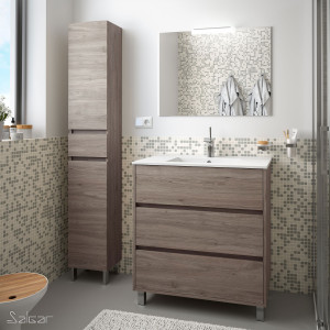 85110 SALGAR Комплект мебели для ванной ARENYS 800 ETERNITY OAK + Раковина + Зеркало + Свет Робл Вечность