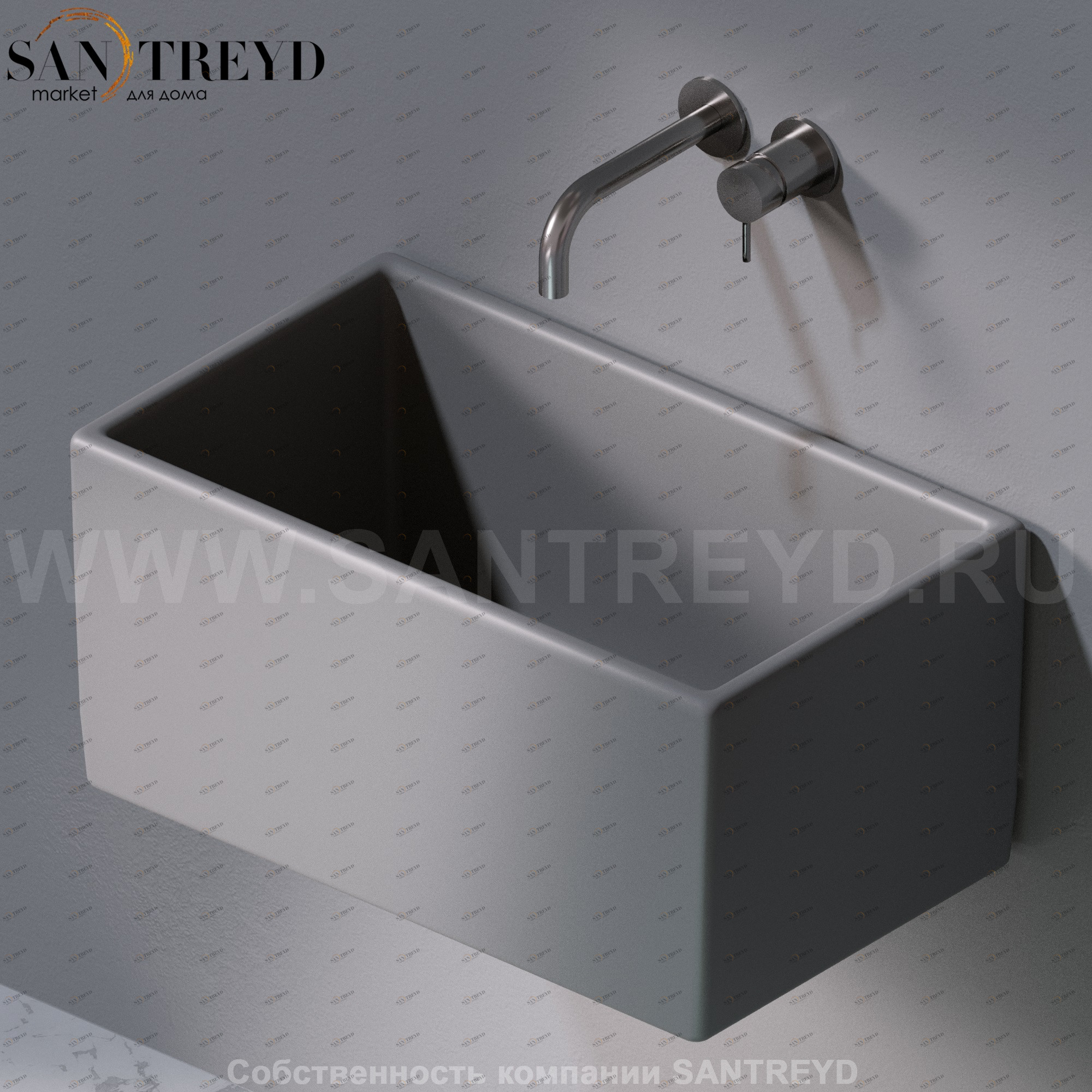 L112116 Подвесная раковина настенная прямоугольная A. e T. Italia Tower серая AeT ITALIA