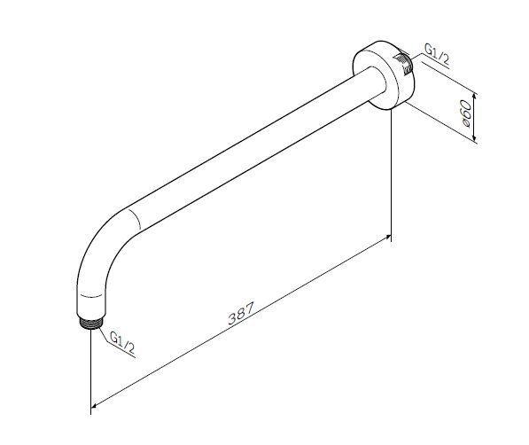 F0500701 Держатель для верхнего душа 390 мм хром шт. AM.PM  - Вид №2