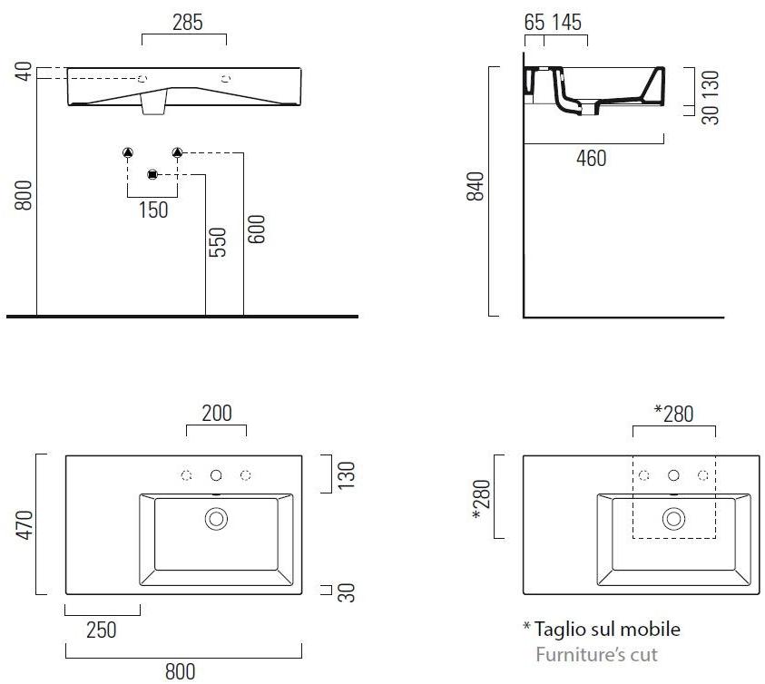8957111 Подвесная раковина настенная овальная GSI ceramica Kube белая - Вид №2
