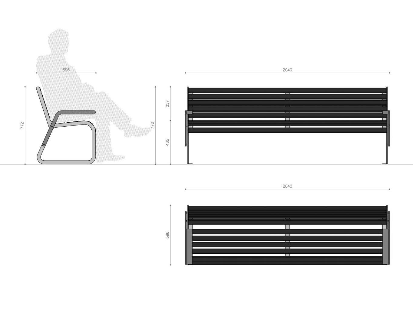Оцинкованная стальная скамья со спинкой Viscio Urban Design VIRGOLA ARCH-00138128 - Вид №5