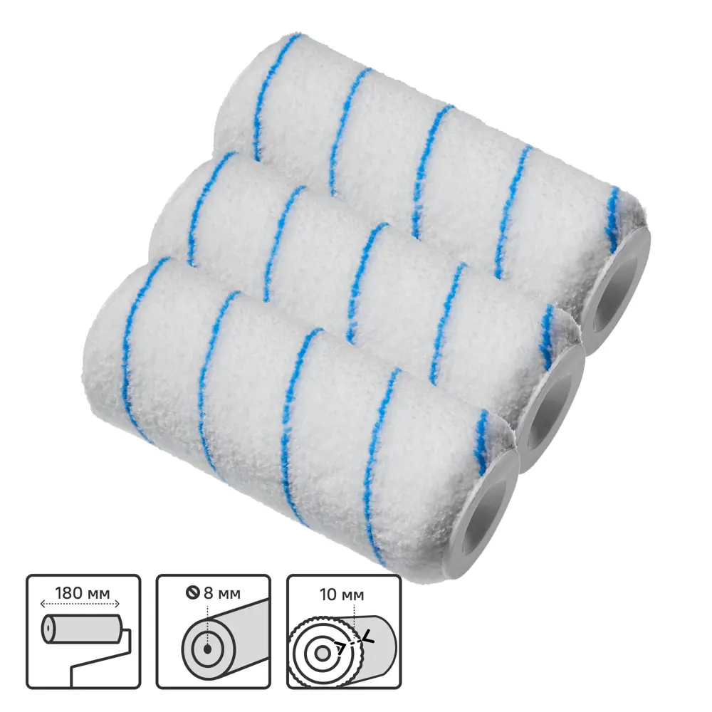 DEXTER Валик микрофибровый для водоэмульсионных красок 180 мм (3 шт) 82800681 STLM-0036139