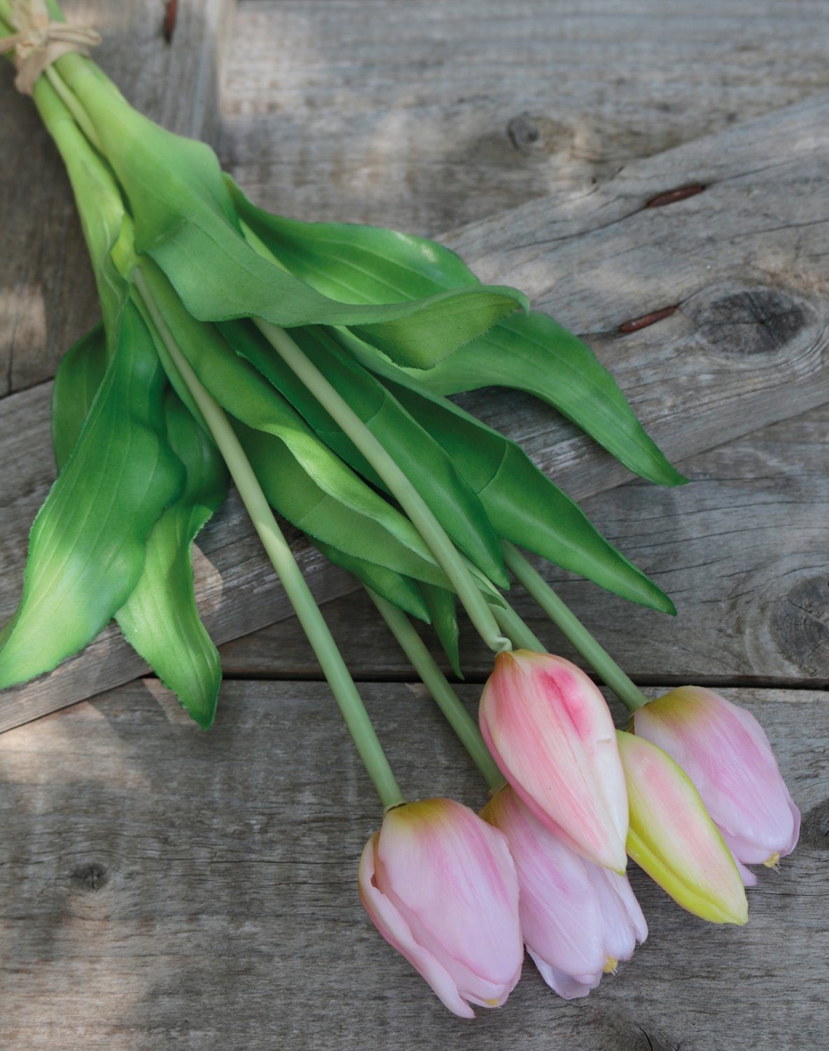 2952 508 a3 Букет искусственных тюльпанов, 5-кратный, 37 см, розово-зеленый H-andreas  - Вид №2