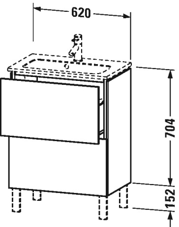 LC667307272 Тумбочка напольная компакт L-Cube #LC6673 620 x 391 мм Дуб брашированный, натуральный шпон Duravit - Вид №3