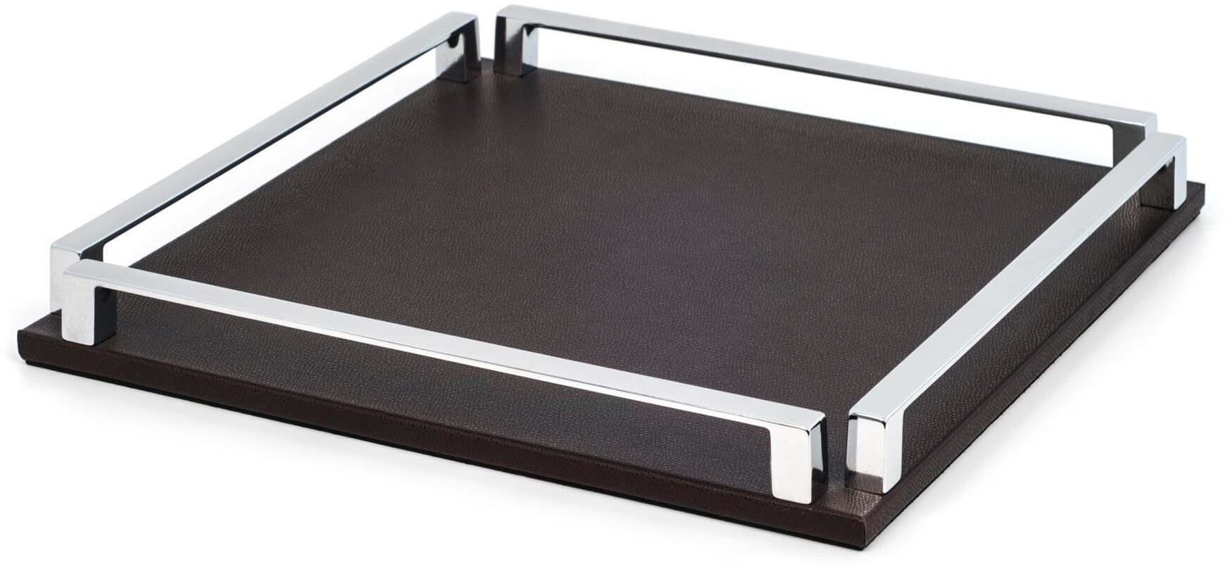 Пол Трей - 37X37 см / металлическая отделка_вороненая латунь / плетеная кожа_верблюжья