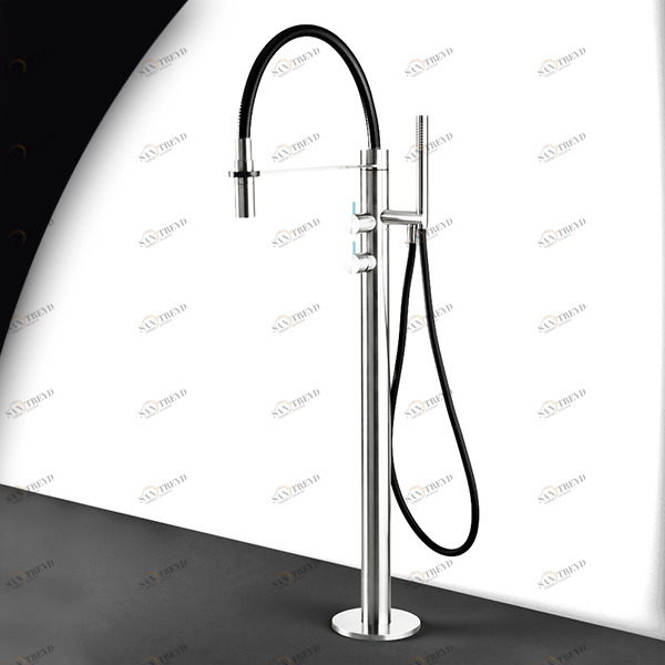 Смеситель для ванны глянцевая сталь с голубой ручкой Toki Radomonte PV2LCIL27