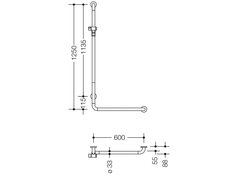 801.33B220 Угловая ручка с держателем для душа HEWI Edition matt | Polyamid  - Вид №5