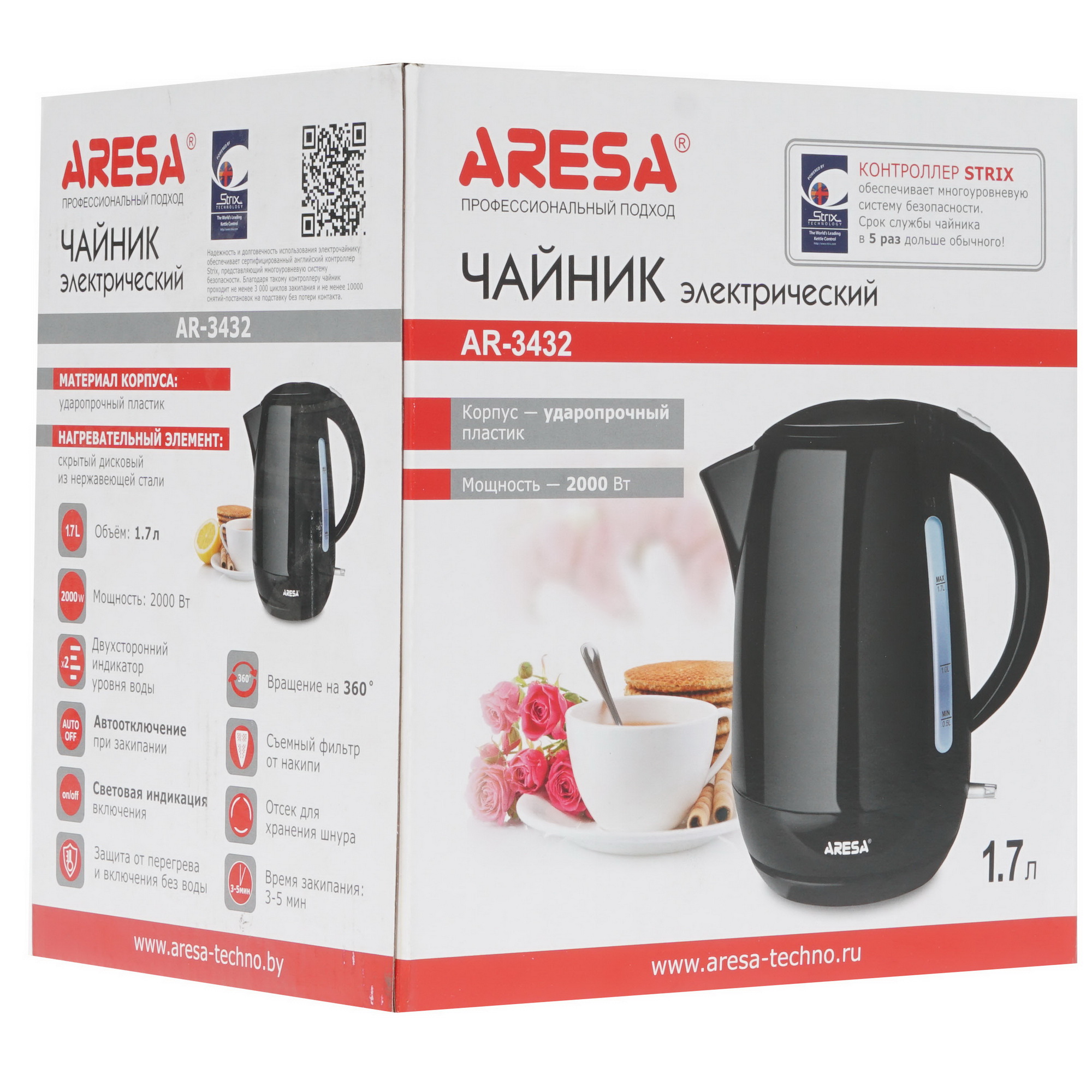 1129405 Электрочайник Aresa AR-3432 черный STDN-0123833 - Вид №5