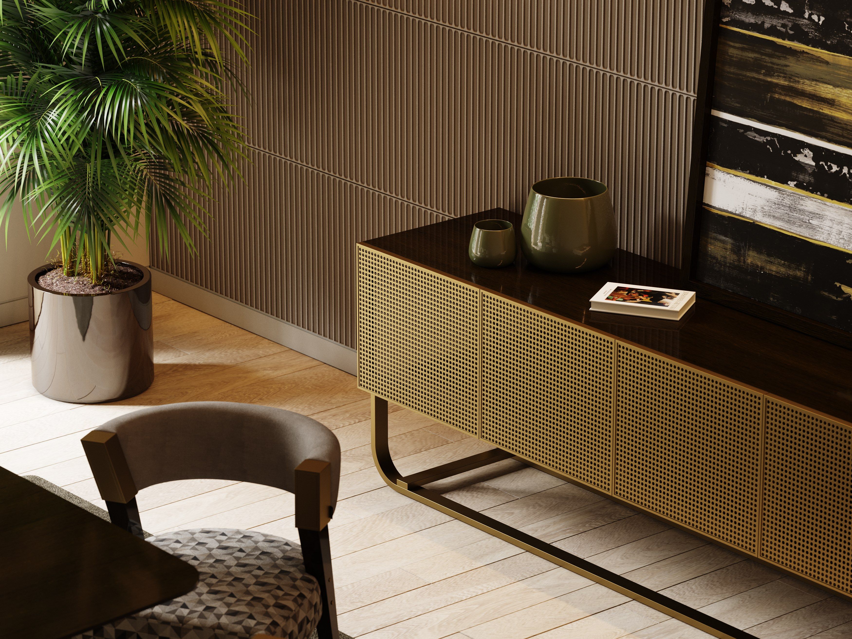 Латунный и деревянный шкаф с распашными дверями Stylish Club His &amp ARCH-00137659 - Вид №14