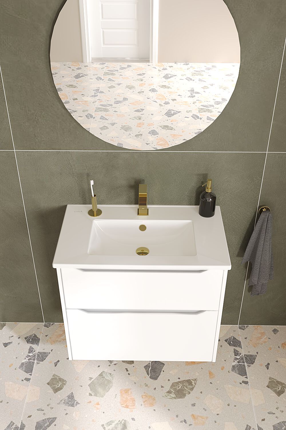 Подвесной шкаф для умывальника с ящиками со встроенной раковиной VitrA Bathrooms Integra Square ARCH-00108792 - Вид №8