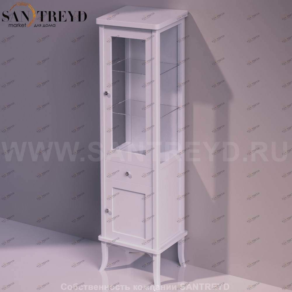 Шкаф с витриной и ящиком ARCADE белый Simas ARMV2BIANCO