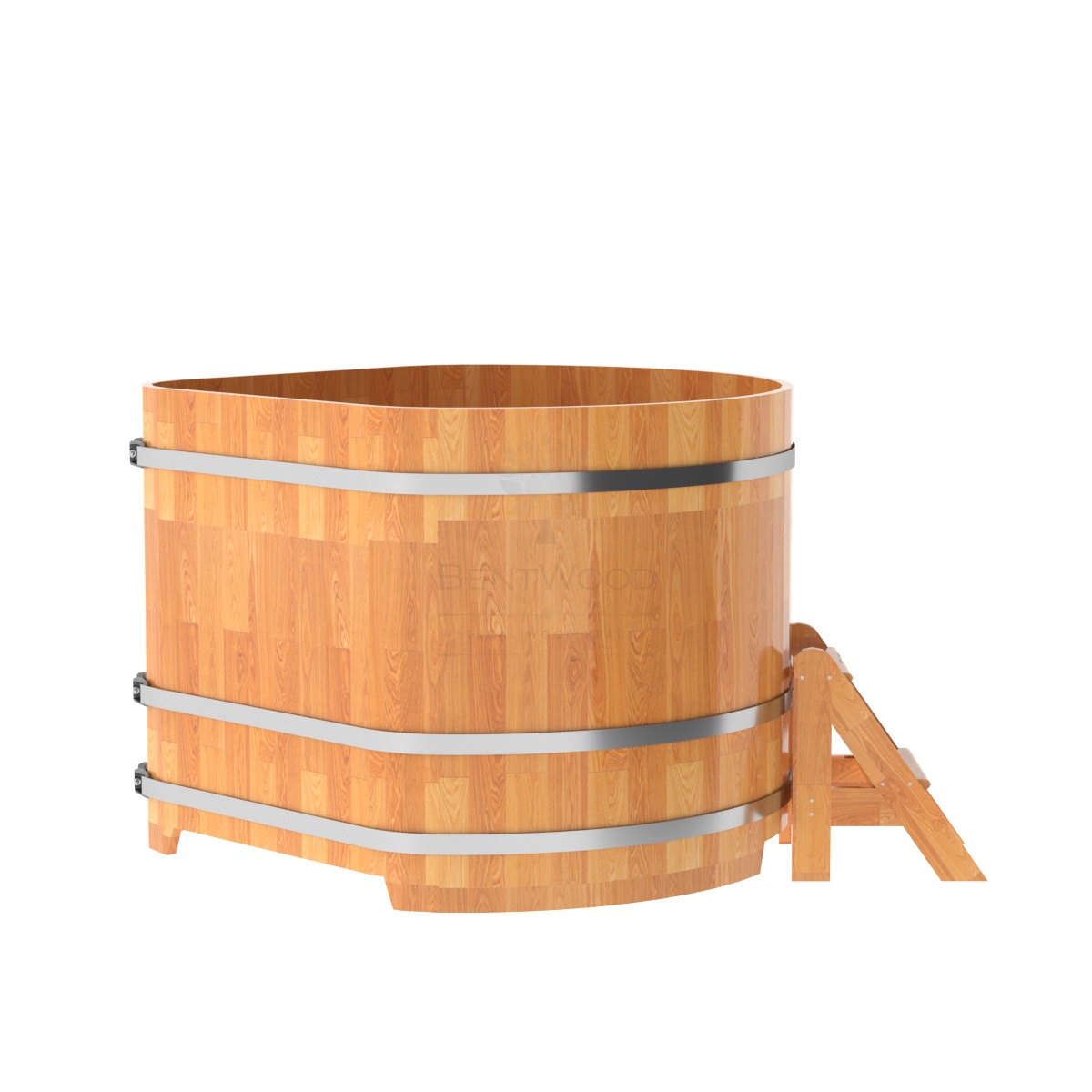 1584 Купель угловая из сращенных ламелей лиственницы 1,37х1,37х1,1 натуральная Alyarus  - Вид №3