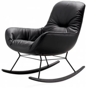Freifrau Кресло-качалка в коже с подлокотниками Leya