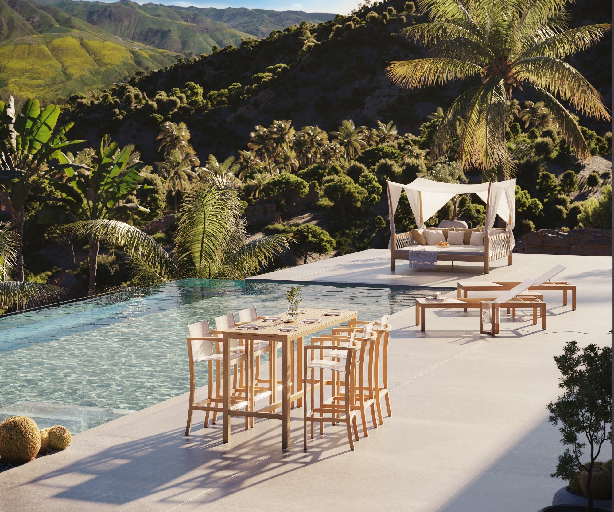 Высокий садовый стул из тикового дерева с подставкой для ног Royal Botania XQI ARCH-00086012 - Вид №2