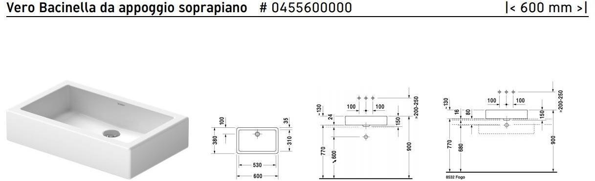 045560 Накладная раковина на столешницу  овальная Duravit Vero - Вид №1