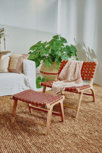 Кожаный табурет / подставка для ног