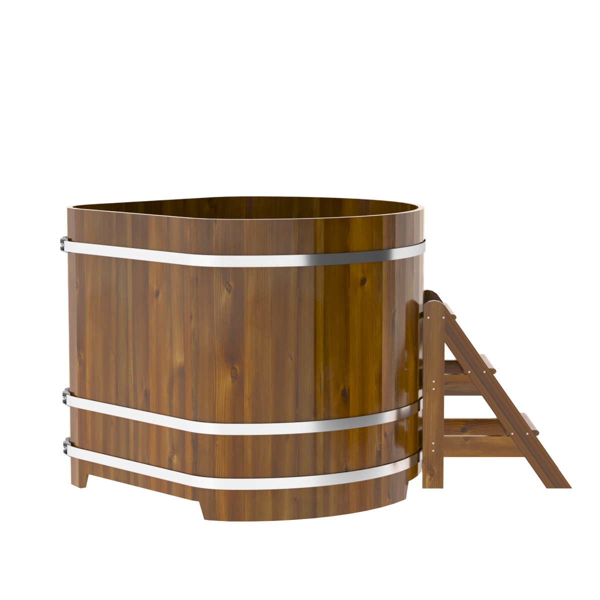 2323 Купель угловая из лиственницы Рустик 1,37х1,37х1,2 морёная Alyarus  - Вид №3