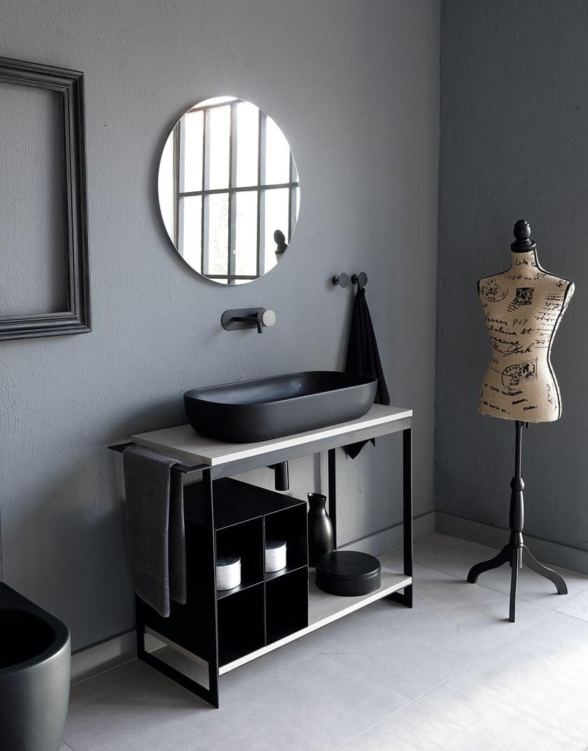 Scarabeo Ceramiche Тумба под умывальник из металла с вешалкой для полотенец Solid sun-id-1377566 - Вид №4