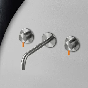 Смеситель для раковины сталь матовая с оранжевой ручкой Toki Radomonte TKI29SCIL24