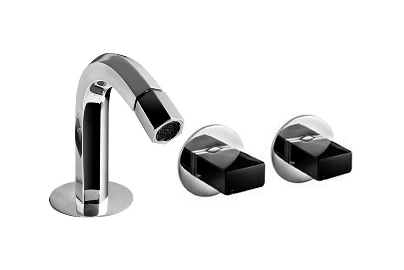 N411SB+5911A  Смеситель на 1 отверстие для бидевылет 12 см без ручек настенное управление ограничитель потока воды до 5 л/мин при 3 бар картридж керамический 90° видимый аэратор подводка донный клапан нажимного типа ручки заказываются отдельно, см. раздел Fantini Rubinetti VENEZIA