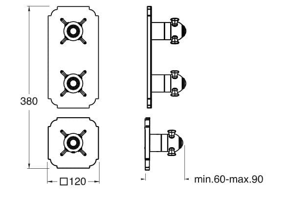 Термостатический смеситель для душа / ванны с 3 отверстиями с пластиной CRISTINA Rubinetterie Термостатические смесители-Shower &amp ARCH-00078597 - Вид №2