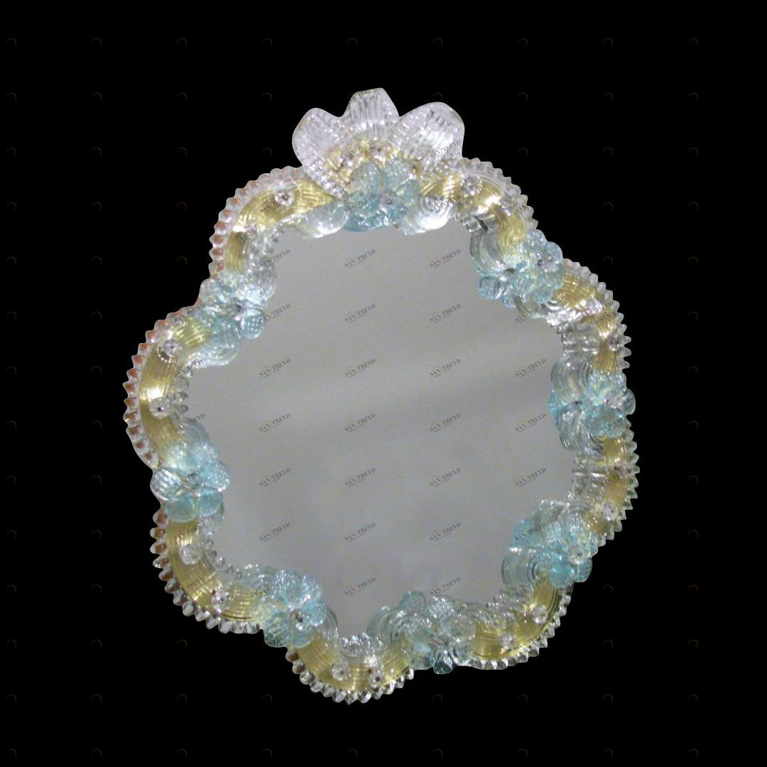 1651 ORIGINALMURANOGLASS Настольное Венецианское Зеркало - Королева Елизавета - Цветы - Муранское стекло  см 