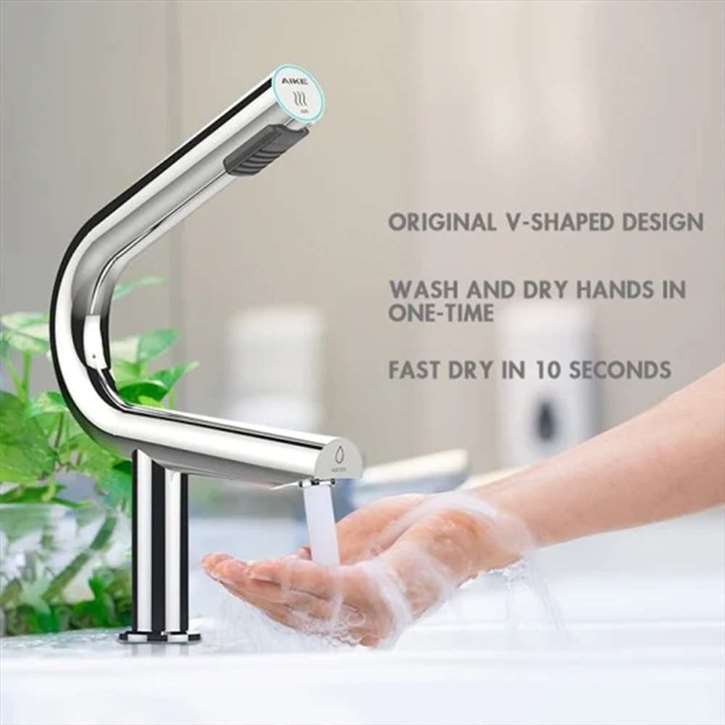 Инфракрасный кран для общественных туалетов с воздушными полотенцами Fontana Showers светло-голубой ARCH-00101035 - Вид №2