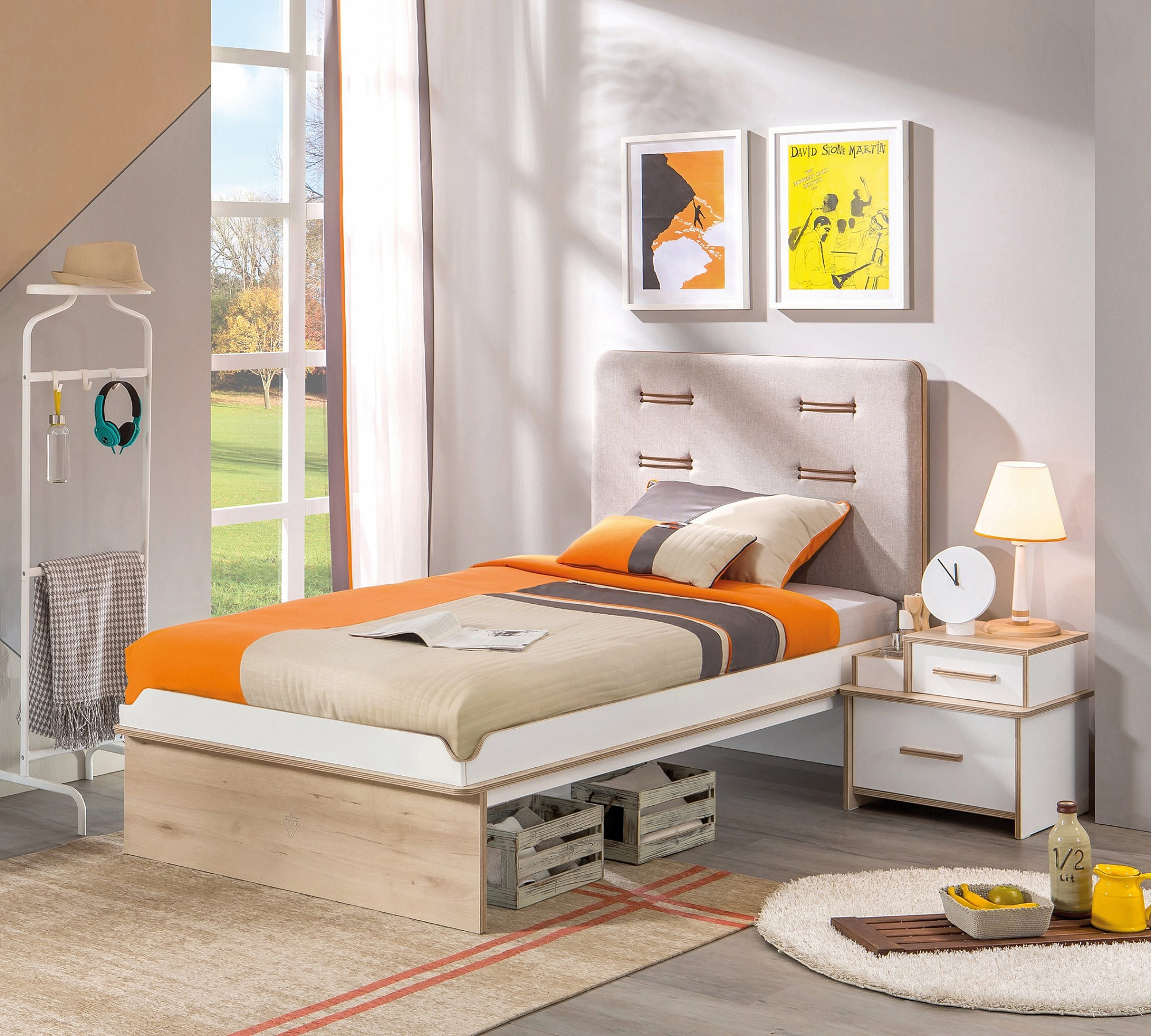 Кровать односпальная 100х200 см бежевая Dynamic CILEK DYNAMIC 00-3832285 Бежевый Santreyd  - Вид №2