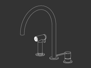 Смеситель для кухни с 3 отверстиями со съемным ручным душем