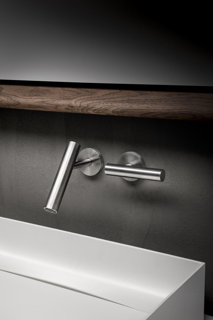 FALPER Смеситель для умывальника настенный из нержавеющей стали на 2 отверстия Cilindro sun-id-1366434 - Вид №1