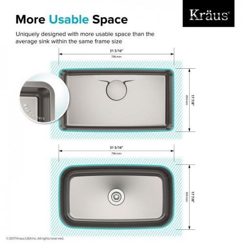 Dex KD1US33B Мойка кухонная прямоугольная Krausru  - Вид №2