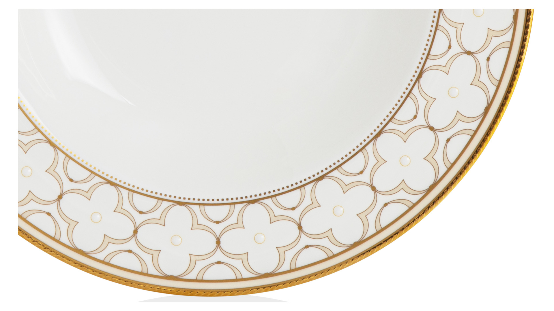 10628669 Noritake Тарелка суповая Noritake "Трефолио,золотой кант" 22см Фарфор костяной  - Вид №3
