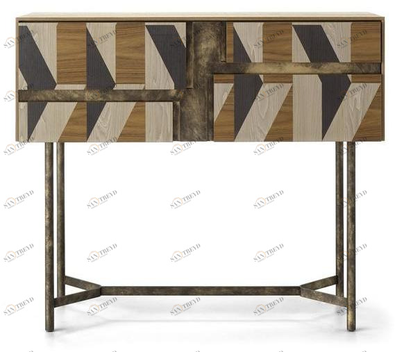 Arte Brotto Консоль из дерева с ящиками с инкрустацией Leonardo L1850