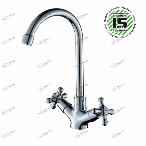 Orange OneLife P03-005cr Полимерный двухвентильный смеситель для кухни, цвет: хром Хром sun-id-1517124