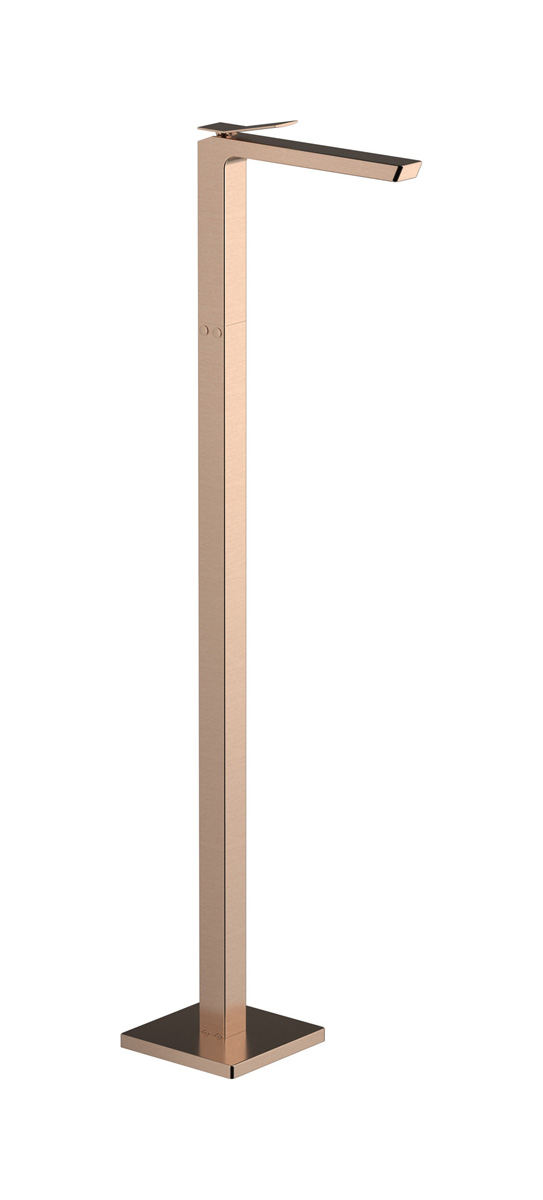 Высокий смеситель для напольной раковины в комплекте с донным клапаном. WE ARE IB wn250np Brushed Rose Gold Wave