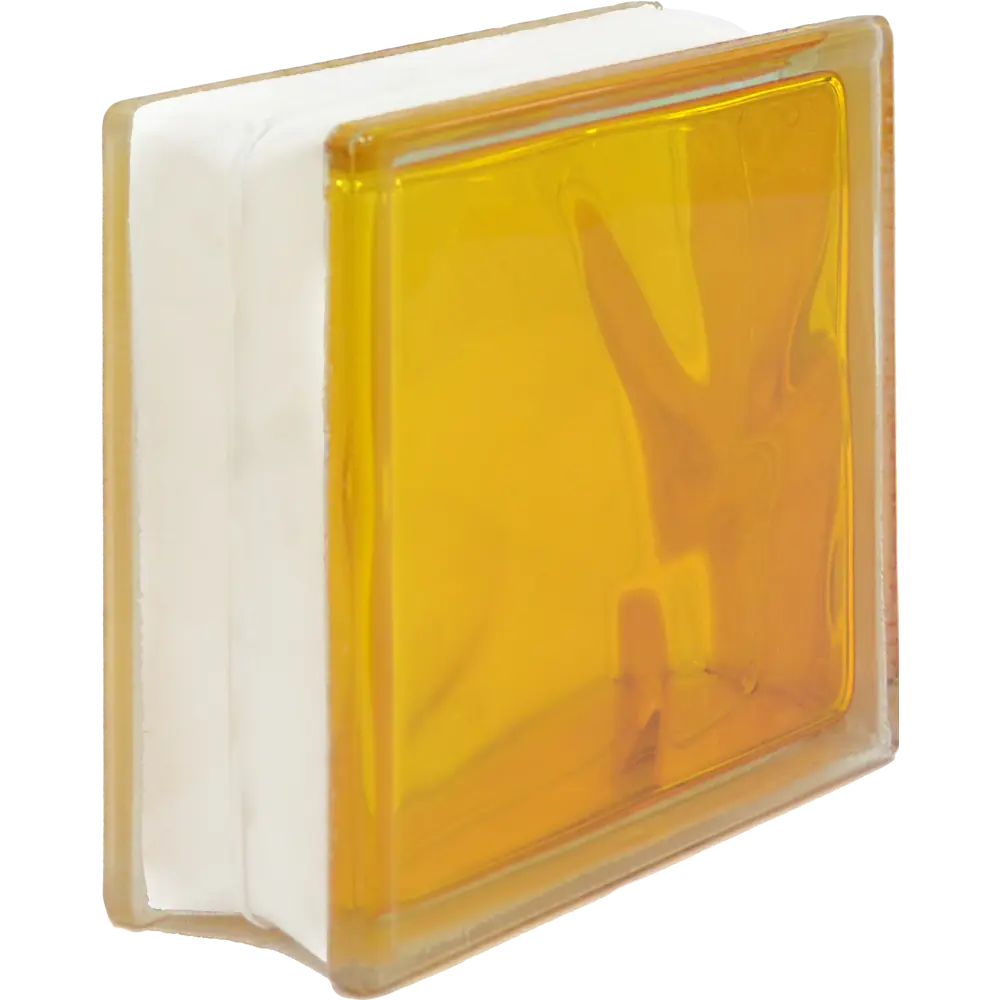 Стеклоблок Волна цвет ярко-медовый полуматовый VITRABLOCK STLM-2038209 - Вид №1