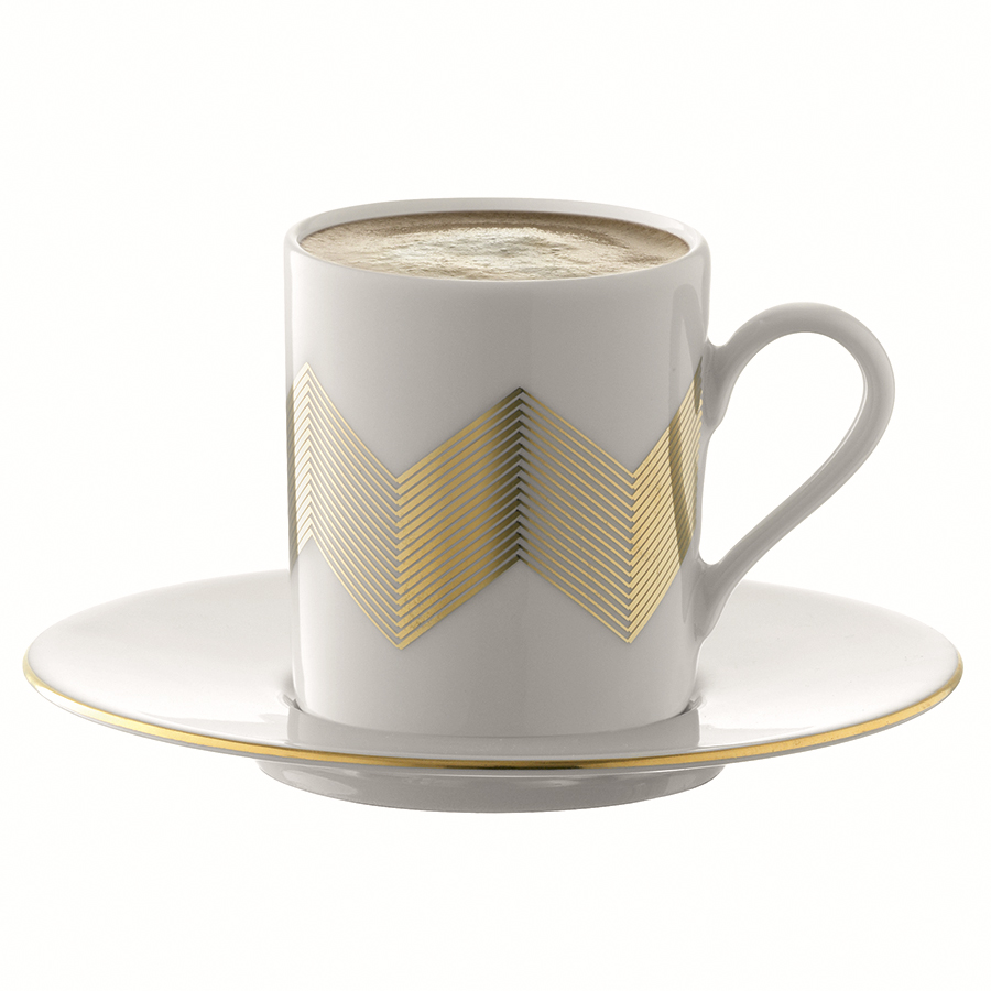 P055-01-146 Набор чашек с блюдцами signature, chevron, 100 мл, золото, 4 шт. LSA International  - Вид №4