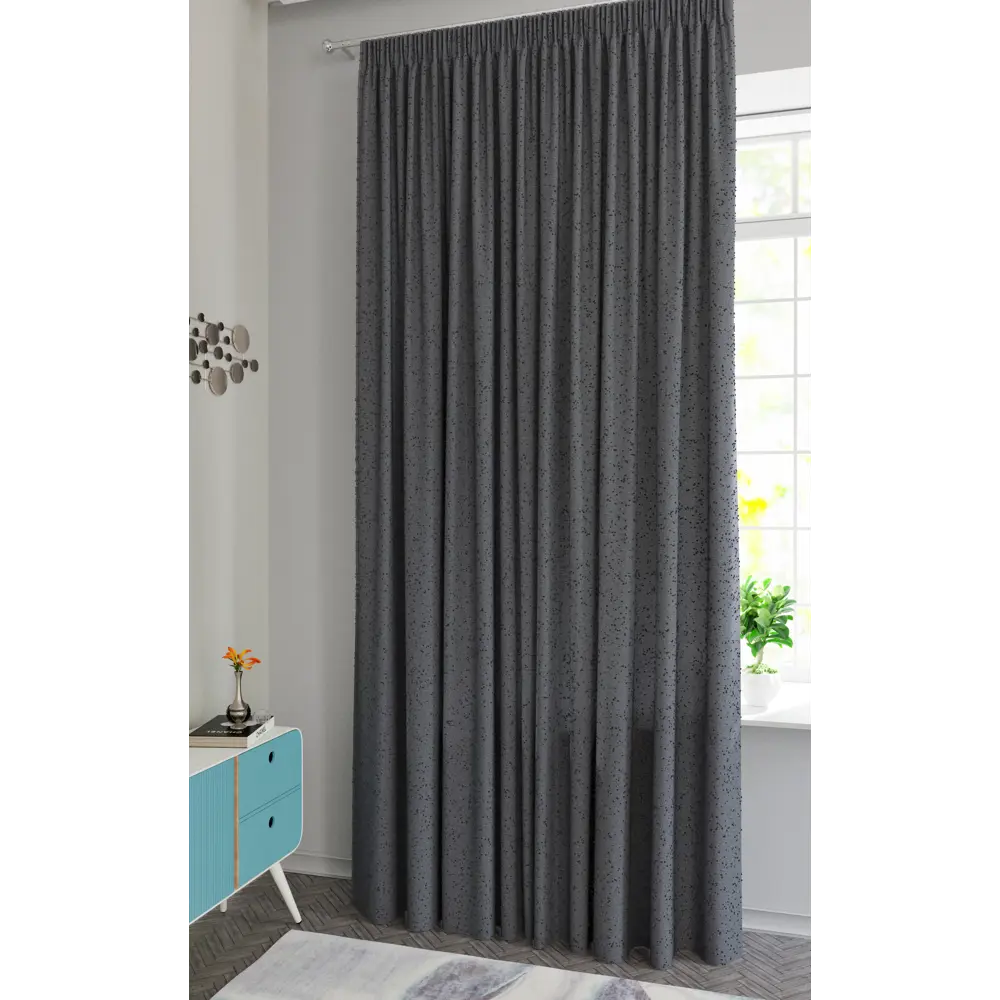 MIAMOZA Штора Zara на ленте 200x280 см графитовый рогожка 89398898 STLM-1578016