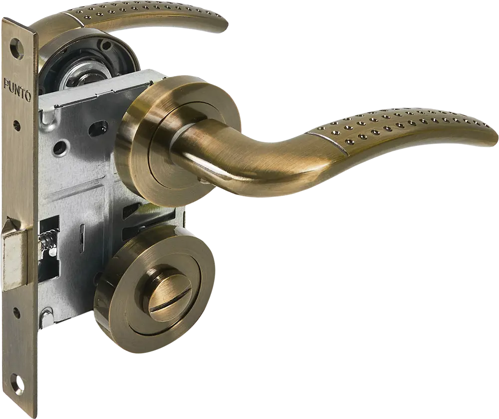 Дверные ручки PUNTO Logica с замковым механизмом в бронзовом исполнении 85202171