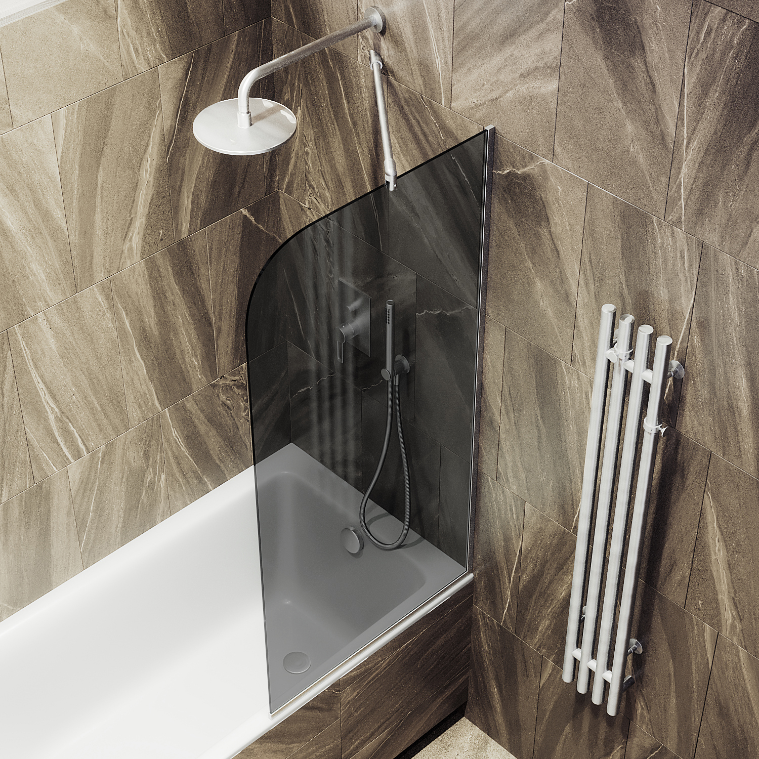 Шторка для ванны в узком профиле ST-79-5у Public Steel